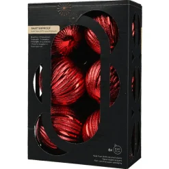 KAEMINGK Lot de 6 Boules de Noël (D80 mm) Glitter Rouge Online