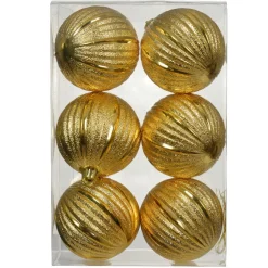 KAEMINGK Lot de 6 boules de Noël (D80 mm) Glitter Or Discount