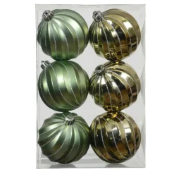 KAEMINGK Lot de 6 boules de Noël (D80 mm) Glam chic Vert romarin Sale