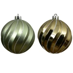KAEMINGK Lot de 6 boules de Noël (D80 mm) Glam chic Vert romarin Sale