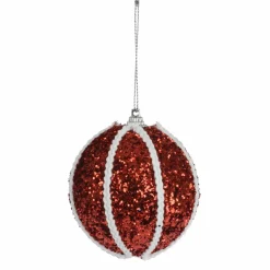 KOOPMAN Lot de 12 boules de Noël (D80 mm) Zébrures Rouge Hot