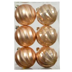KAEMINGK Lot de 6 boules de Noël (D80 mm) Glam chic Pêche Discount