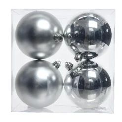 KAEMINGK Lot de 4 boules de Noël (D100 mm) Aravis Argent New