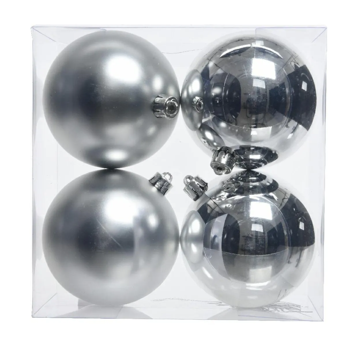 KAEMINGK Lot de 4 boules de Noël (D100 mm) Aravis Argent New