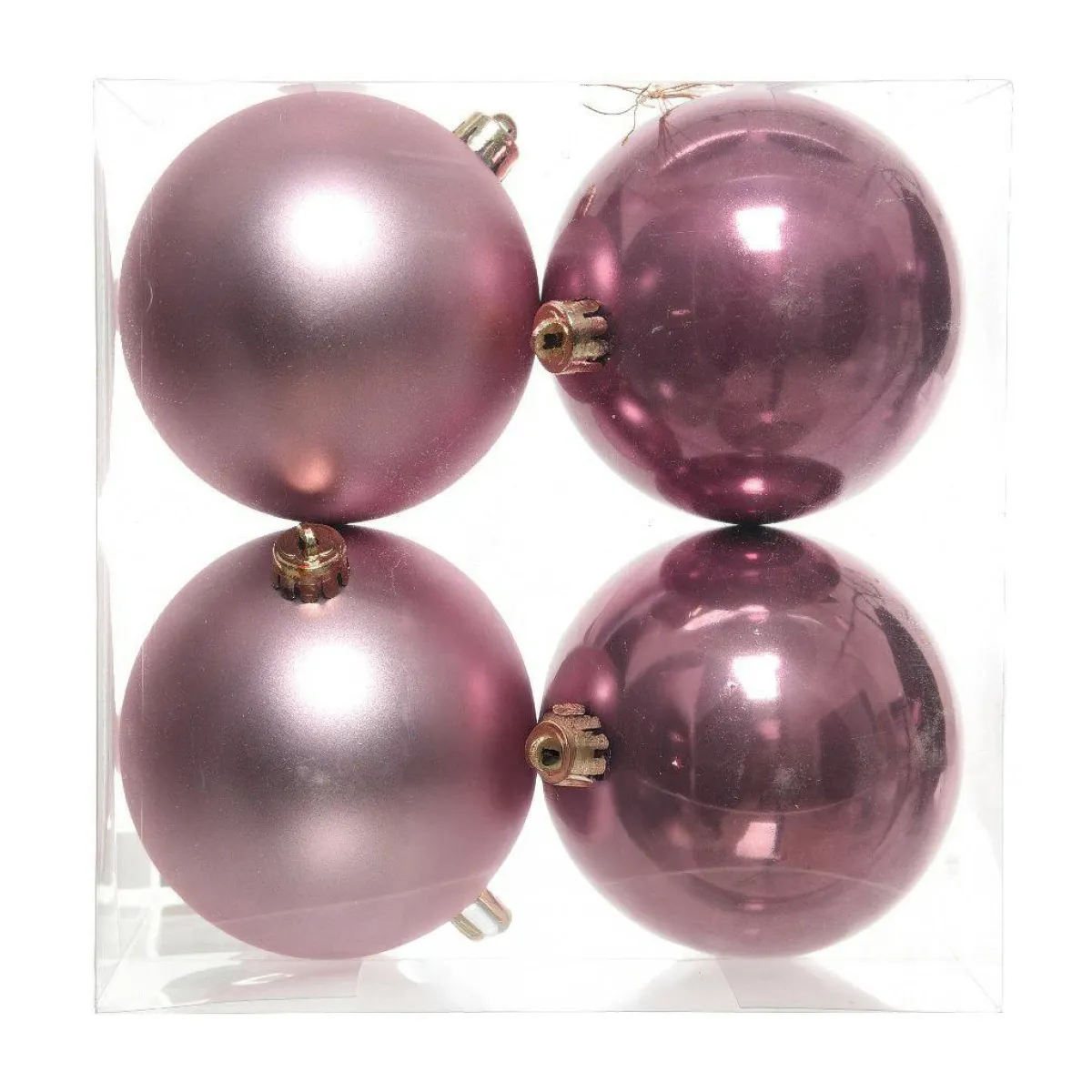 KAEMINGK Lot de 4 boules de Noël (D100 mm) Aravis Vieux rose Discount
