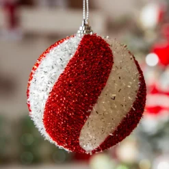 KAEMINGK Lot de 12 boules de Noël (D100 mm) Spiralis Rouge