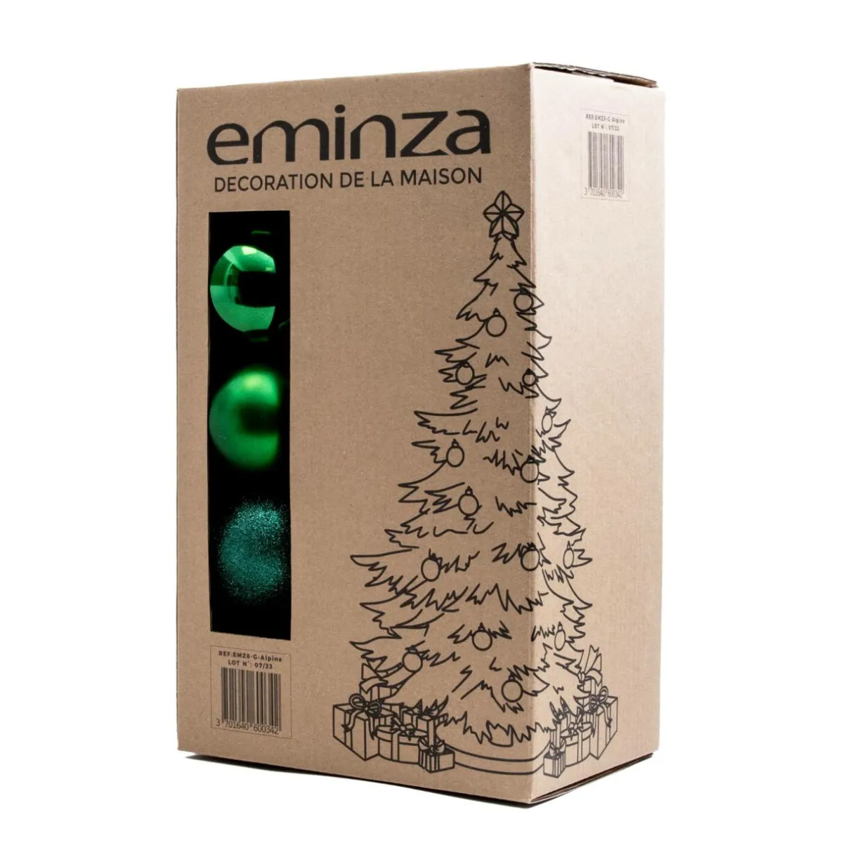 EMINZA Lot de 30 boules de Noël (D80 mm) New Alpine Vert sapin Hot