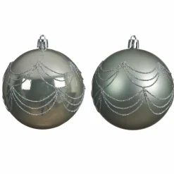KAEMINGK Lot de 12 boules de Noël (D80 mm) Kassia Vert sauge Outlet