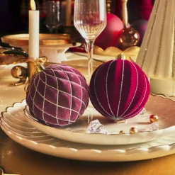 KAEMINGK Lot de 12 boules de Noël (D80 mm) Renaissance Figue et rouge Violet Sale