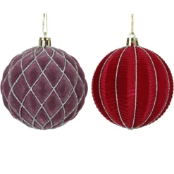 KAEMINGK Lot de 12 boules de Noël (D80 mm) Renaissance Figue et rouge Violet Sale