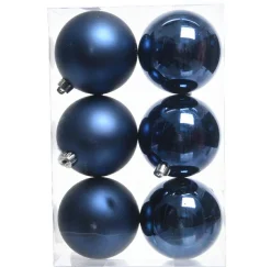 KAEMINGK Lot de 6 boules de Noël (D80 mm) Aravis Bleu nuit Sale