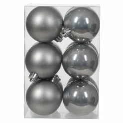 KAEMINGK Lot de 12 boules de Noël (D60 mm) Alpine Gris marbre Best