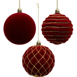 JJA Lot de 9 boules de Noël (D80 mm) Muswell et vert sapin Bordeaux New