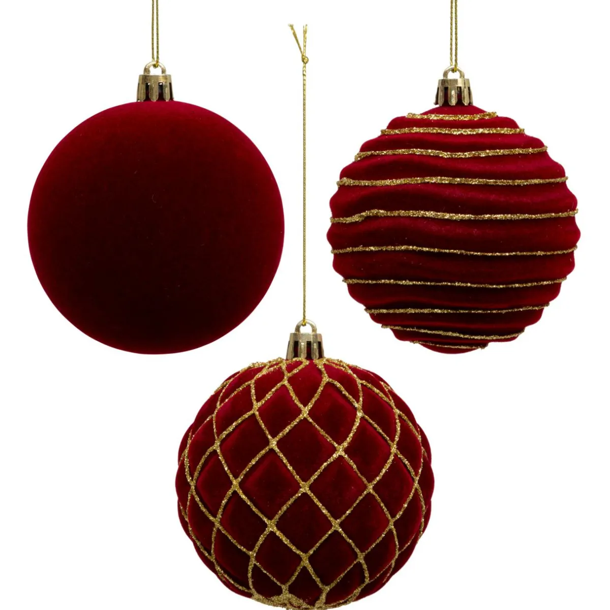 JJA Lot de 9 boules de Noël (D80 mm) Muswell et vert sapin Bordeaux New