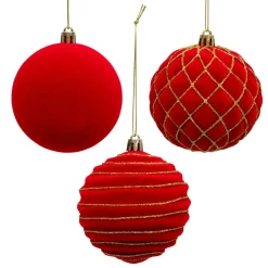 JJA Lot de 9 boules de Noël (D80 mm) Muswell et vert sapin Bordeaux New