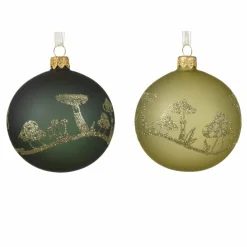 KAEMINGK Lot de 6 boules de Noël (D80 mm) en verre Champignons Pistache Discount