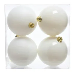 KAEMINGK Lot de 4 boules de Noël (D100 mm) Aravis Blanc laine Hot