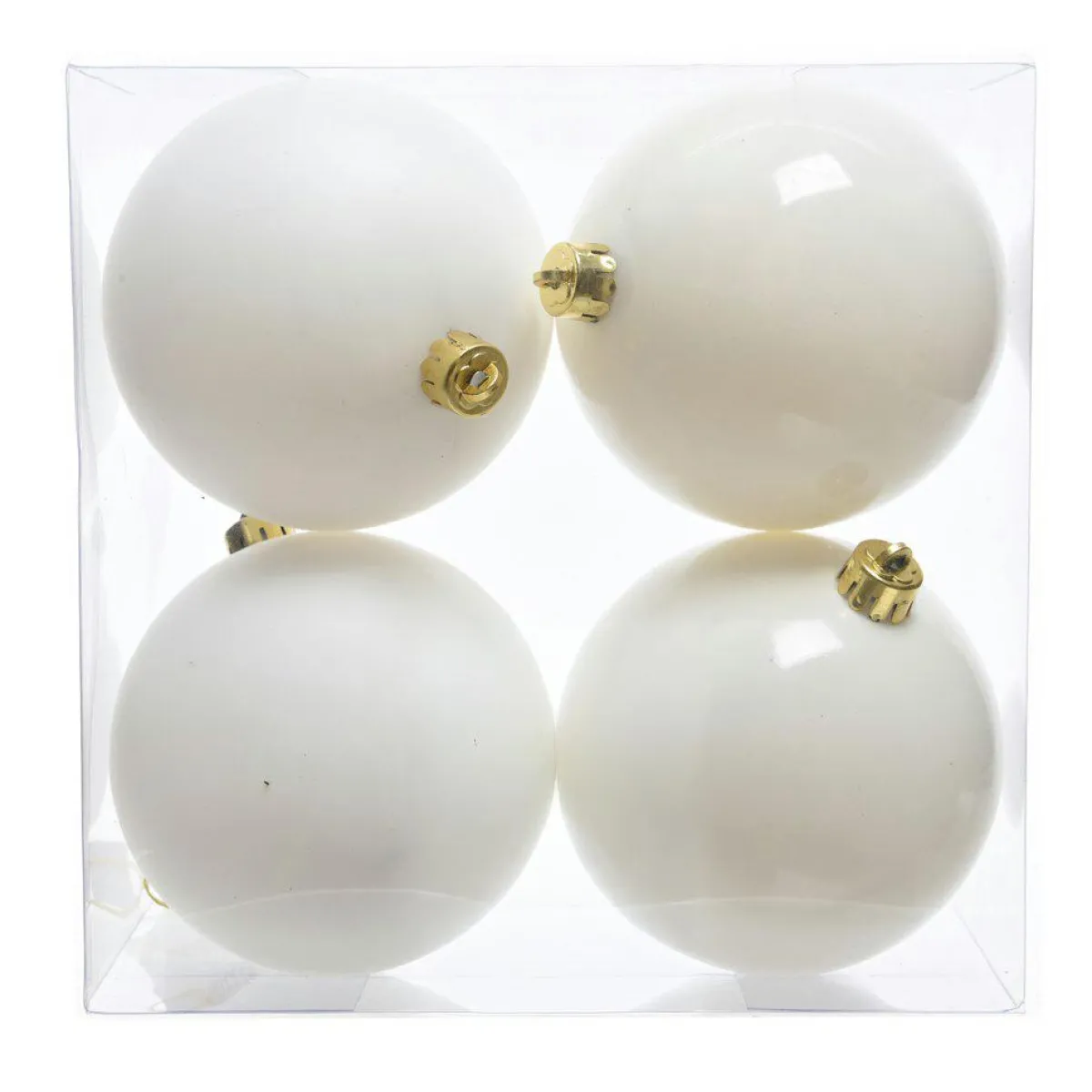 KAEMINGK Lot de 4 boules de Noël (D100 mm) Aravis Blanc laine Hot