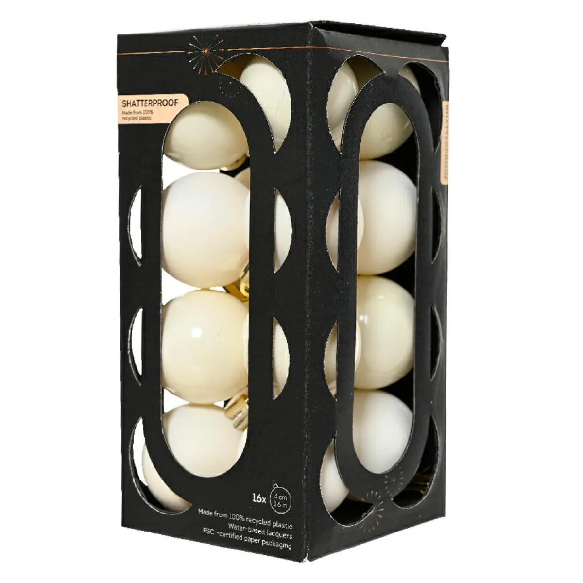 KAEMINGK Lot de 16 boules de Noël (D40 mm) Aravis Blanc laine Sale