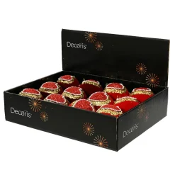 KAEMINGK Lot de 12 boules de Noël (D80 mm) Cœur de Noël et or Rouge Best