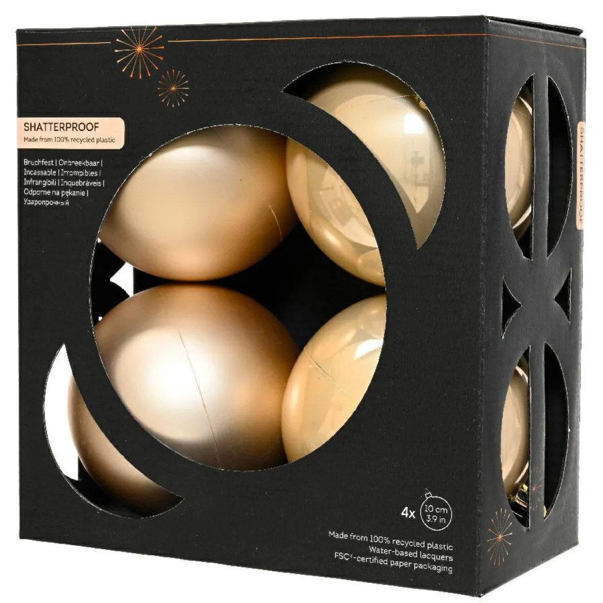KAEMINGK Lot de 4 boules de Noël (D100 mm) Aravis Perle Sale