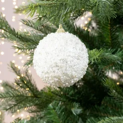 KAEMINGK Lot de 12 boules de Noël (D80 mm) Altesse perlée Blanc laine Outlet