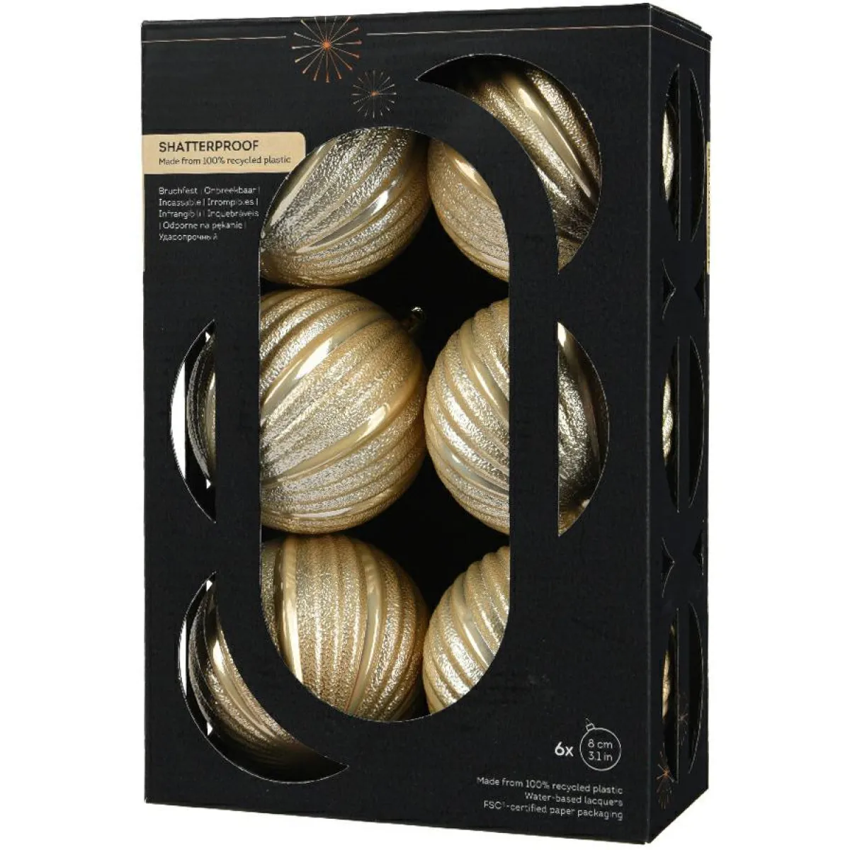 KAEMINGK Lot de 6 boules de Noël (D80 mm) Glitter Perle Best