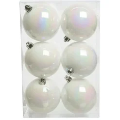 KAEMINGK Lot de 6 boules de Noël (D80 mm) Aravis Blanc irisé Clearance