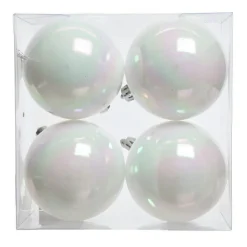 KAEMINGK Lot de 4 boules de Noël (D100 mm) Aravis Blanc irisé Sale
