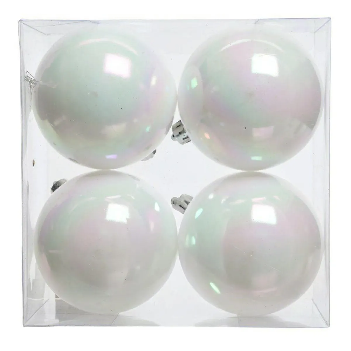 KAEMINGK Lot de 4 boules de Noël (D100 mm) Aravis Blanc irisé Sale