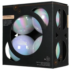 KAEMINGK Lot de 4 boules de Noël (D100 mm) Aravis Blanc irisé Sale