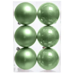 KAEMINGK Lot de 6 boules de Noël (D80 mm) Aravis Vert thé matcha Vert matcha Sale