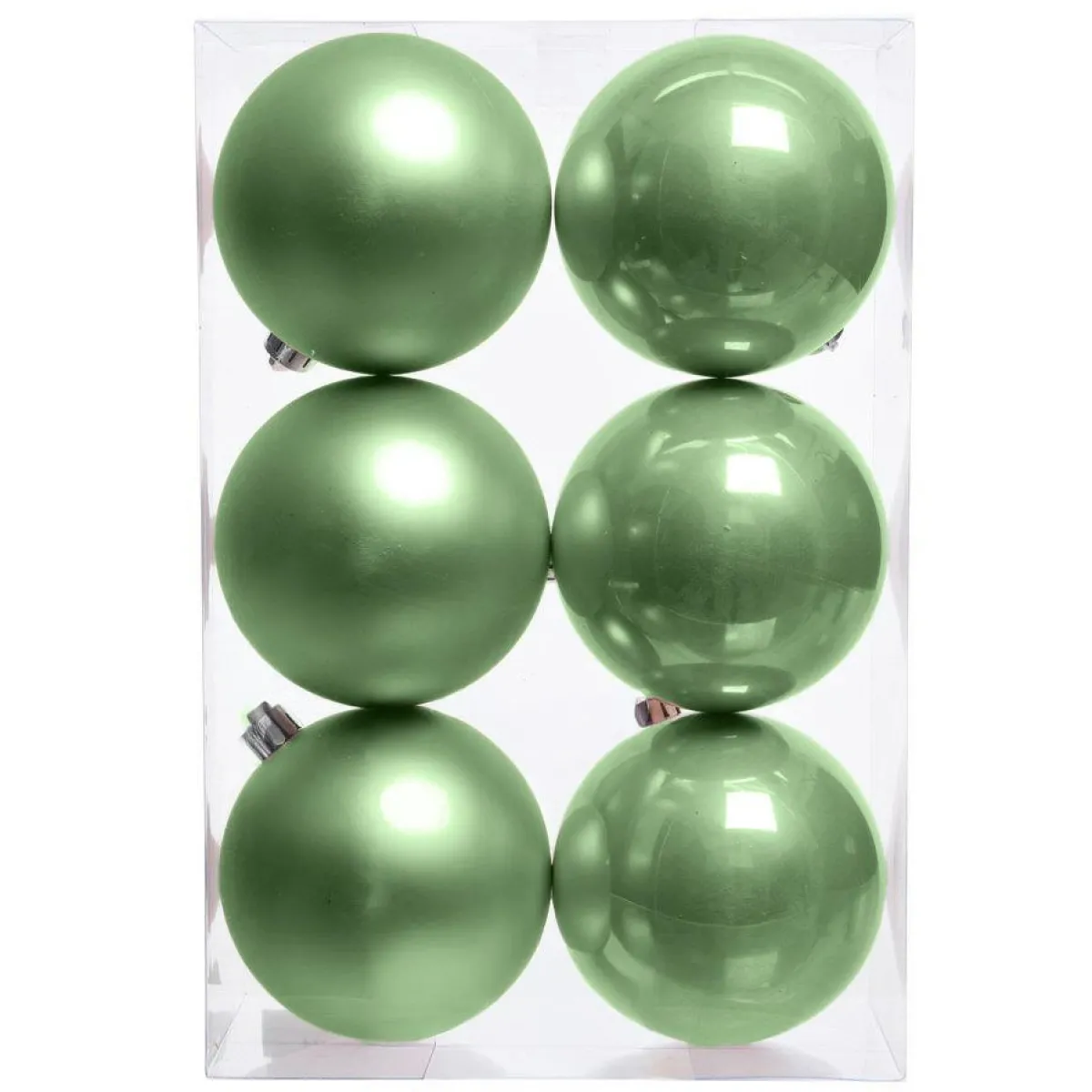 KAEMINGK Lot de 6 boules de Noël (D80 mm) Aravis Vert thé matcha Vert matcha Sale