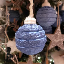KAEMINGK Lot de 3 boules de Noël (D80 mm) en verre Silva Bleu nuit Online