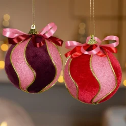 KAEMINGK Lot de 12 boules de Noël (D80 mm) Envoûtantes et figue Rouge Clearance