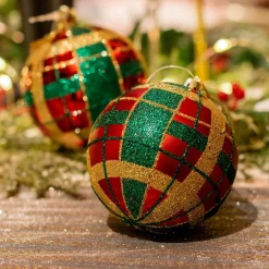 KAEMINGK Lot de 12 boules de Noël (D80 mm) kity Rouge Clearance