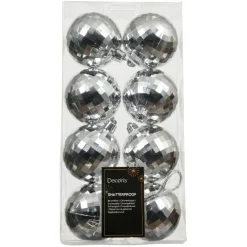 KAEMINGK Lot de 8 boules de Noël (D60 mm) Disco Argent Discount