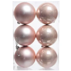 KAEMINGK Lot de 6 boules de Noël (D80 mm) Aravis Rose poudré Online