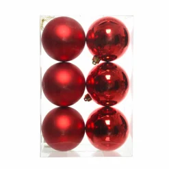 KAEMINGK Lot de 6 boules de Noël (D80 mm) Aravis Rouge Discount