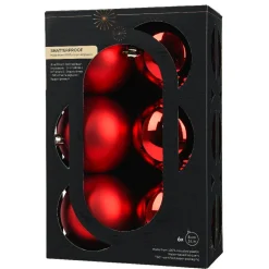 KAEMINGK Lot de 6 boules de Noël (D80 mm) Aravis Rouge Discount