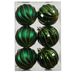 KAEMINGK Lot de 6 boules de Noël (D80 mm) Glam chic Vert sapin Best
