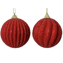 KAEMINGK Lot de 12 boules de Noël (D80 mm) Reflet d’or Rouge New
