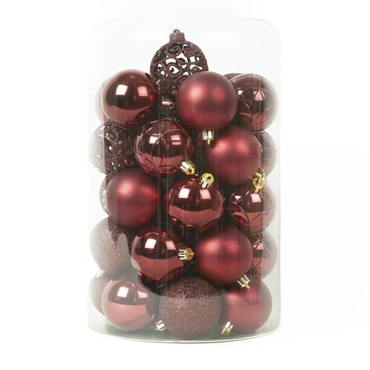 KAEMINGK Lot de 35 boules de Noël (D60 mm) Aravis mix Bordeaux Sale
