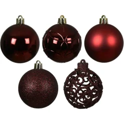 KAEMINGK Lot de 35 boules de Noël (D60 mm) Aravis mix Bordeaux Sale