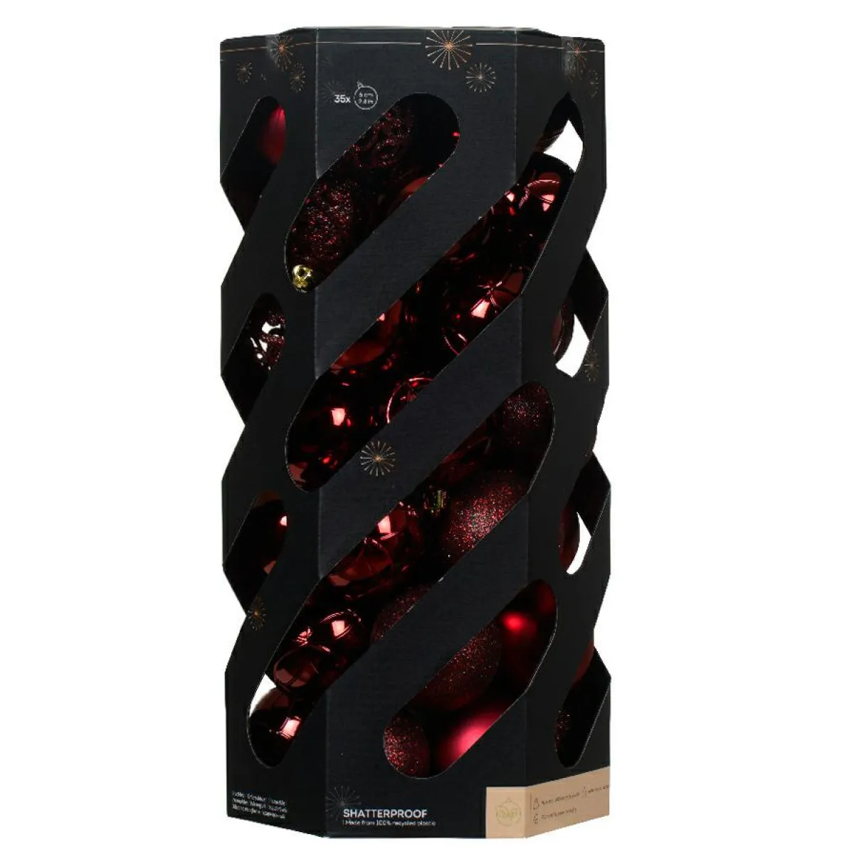 KAEMINGK Lot de 35 boules de Noël (D60 mm) Aravis mix Bordeaux Sale