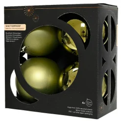 KAEMINGK Lot de 4 boules de Noël (D100 mm) Aravis Vert romarin