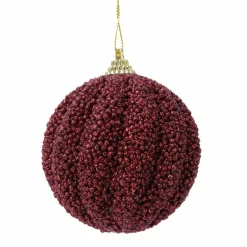 KAEMINGK Lot de 12 boules de Noël (D80 mm) Etincelle Bordeaux Discount