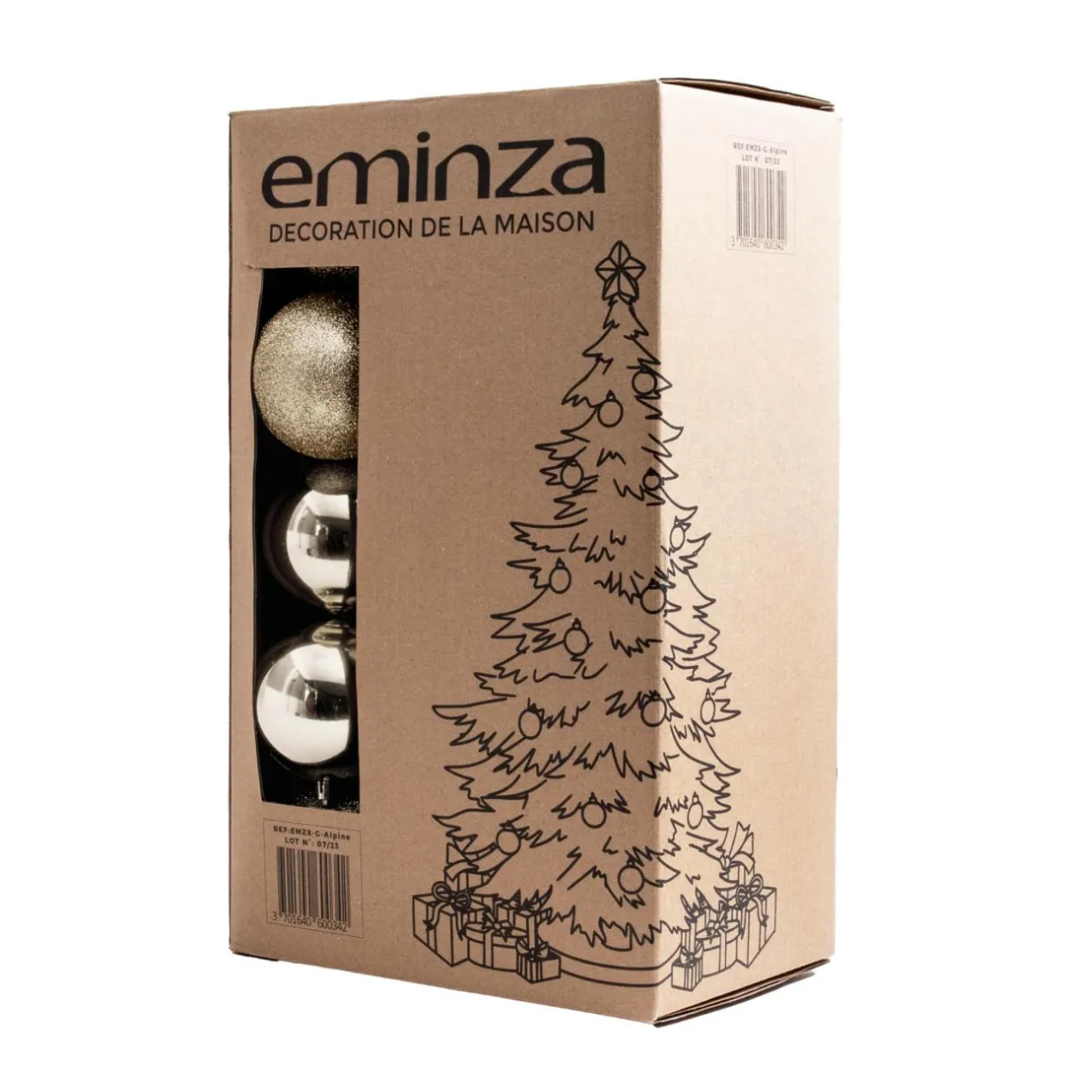EMINZA Lot de 30 boules de Noël (D80 mm) New Alpine Perle Best