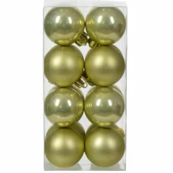 KAEMINGK Lot de 16 boules de Noël (D40 mm) Alpine Pistache Hot