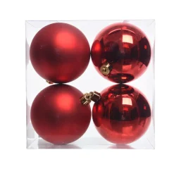 KAEMINGK Lot de 4 boules de Noël (D100 mm) Aravis Rouge Online